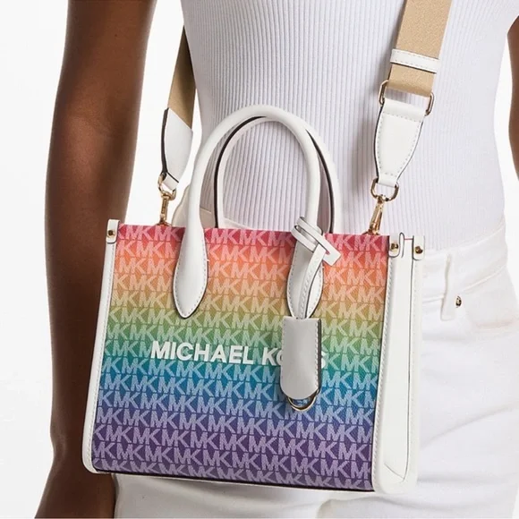 Michael Kors Mirella Small Rainbow Signature Logo Crossbody Bag Rainbow